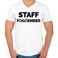 PRINTFASHION Fogóember Staff - Férfi V-nyakú póló - Fehér férfi póló