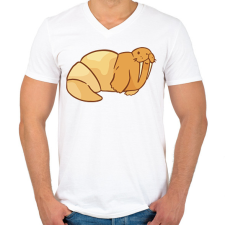 PRINTFASHION Fóka croassiant - Férfi V-nyakú póló - Fehér férfi póló