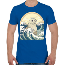 PRINTFASHION Fóka és a hullámok anime stílus - Férfi póló - Királykék férfi póló