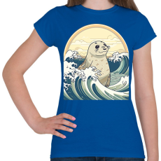 PRINTFASHION Fóka és a hullámok anime stílus - Női póló - Királykék