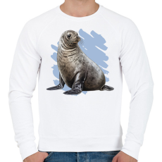 PRINTFASHION Fóka - Férfi pulóver - Fehér