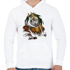 PRINTFASHION Fóka király - Férfi kapucnis pulóver - Fehér