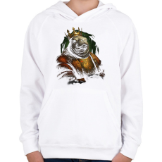 PRINTFASHION Fóka király - Gyerek kapucnis pulóver - Fehér