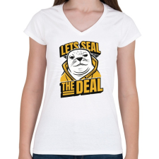 PRINTFASHION fóka-Seal the deal - Női V-nyakú póló - Fehér női póló