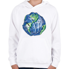 PRINTFASHION Föld napja - Gyerek kapucnis pulóver - Fehér gyerek pulóver, kardigán