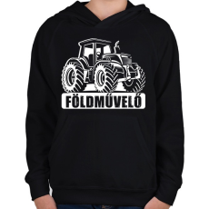 PRINTFASHION Földművelő - Gyerek kapucnis pulóver - Fekete