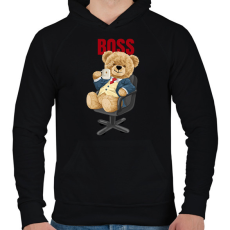 PRINTFASHION Főnök maci - Férfi kapucnis pulóver - Fekete