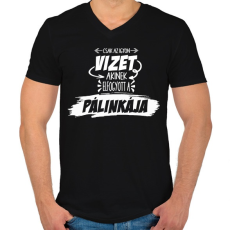 PRINTFASHION Fontos pálinka infó! - Férfi V-nyakú póló - Fekete