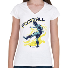 PRINTFASHION Football sport - Női V-nyakú póló - Fehér