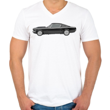 PRINTFASHION Ford Mustang - Férfi V-nyakú póló - Fehér férfi póló
