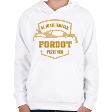 PRINTFASHION Fordos sofőr - Gyerek kapucnis pulóver - Fehér