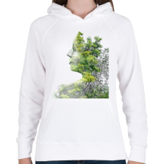 PRINTFASHION Forest & Girl - Női kapucnis pulóver - Fehér