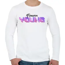 PRINTFASHION foreveryoung - Férfi hosszú ujjú póló - Fehér férfi póló