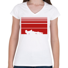 PRINTFASHION Forma1 - Női V-nyakú póló - Fehér