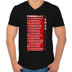 PRINTFASHION Forma 1 2023 versenyzők 006 - Férfi V-nyakú póló - Fekete