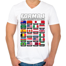 PRINTFASHION Forma 1 2025 versenyek - Férfi V-nyakú póló - Fehér férfi póló