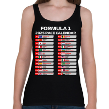 PRINTFASHION Forma 1 2025 versenynaptár - Női atléta - Fekete női trikó
