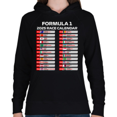 PRINTFASHION Forma 1 2025 versenynaptár  - Női kapucnis pulóver - Fekete