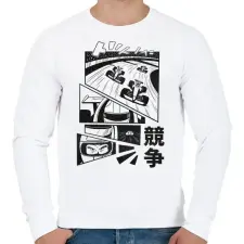 PRINTFASHION Forma 1 Anime - Férfi pulóver - Fehér férfi pulóver, kardigán