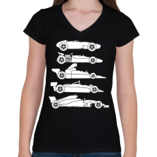 PRINTFASHION Forma 1 fejlődés - Női V-nyakú póló - Fekete