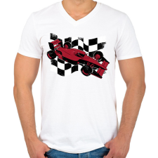 PRINTFASHION Forma 1 - Férfi V-nyakú póló - Fehér férfi póló