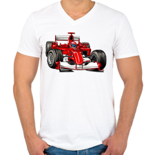 PRINTFASHION Forma 1 - Férfi V-nyakú póló - Fehér férfi póló