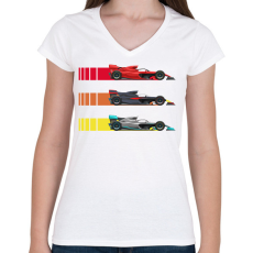 PRINTFASHION Forma 1 - Női V-nyakú póló - Fehér