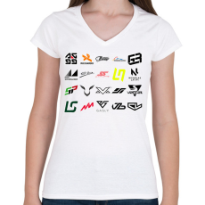 PRINTFASHION Forma 1 - Női V-nyakú póló - Fehér