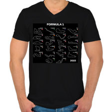 PRINTFASHION Formula 1 2022 - Férfi V-nyakú póló - Fekete férfi póló