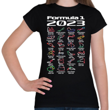 PRINTFASHION Formula 1 2023 versenynaptár (Angol) - Női póló - Fekete női póló