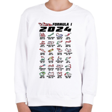 PRINTFASHION Formula 1 - 2024 versenynaptár (fekete) - Gyerek pulóver - Fehér gyerek pulóver, kardigán
