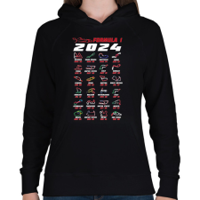 PRINTFASHION Formula 1 - 2024 versenynaptár - Női kapucnis pulóver - Fekete női pulóver, kardigán