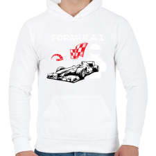 PRINTFASHION Formula 1 - Férfi kapucnis pulóver - Fehér férfi pulóver, kardigán