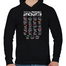 PRINTFASHION Formula 1 versenynaptár 2023 02 - Férfi kapucnis pulóver - Fekete