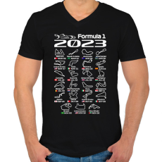 PRINTFASHION Formula 1 versenynaptár 2023  - Férfi V-nyakú póló - Fekete