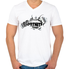 PRINTFASHION Fornite rip - Férfi V-nyakú póló - Fehér férfi póló