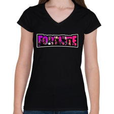 PRINTFASHION Fortnite10 - Női V-nyakú póló - Fekete női póló