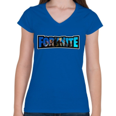 PRINTFASHION Fortnite4 - Női V-nyakú póló - Királykék