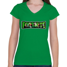 PRINTFASHION Fortnite9 - Női V-nyakú póló - Zöld női póló