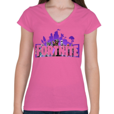 PRINTFASHION Fortnite #1 - Női V-nyakú póló - Rózsaszín női póló