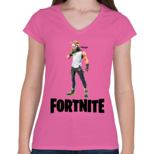 PRINTFASHION Fortnite #4 /Black/ - Női V-nyakú póló - Rózsaszín női póló