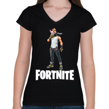 PRINTFASHION Fortnite #4 - Női V-nyakú póló - Fekete női póló