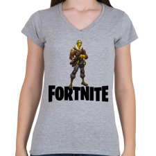 PRINTFASHION Fortnite #7 /Black/ - Női V-nyakú póló - Sport szürke női póló