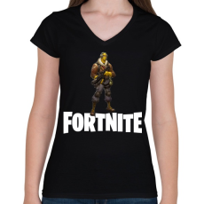PRINTFASHION Fortnite #7 - Női V-nyakú póló - Fekete