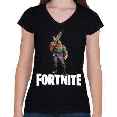 PRINTFASHION Fortnite #8 - Női V-nyakú póló - Fekete