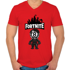 PRINTFASHION Fortnite 8ball skin - Férfi V-nyakú póló - Piros férfi póló