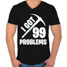 PRINTFASHION Fortnite - 99 Problems - Férfi V-nyakú póló - Fekete férfi póló