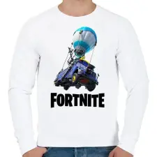 PRINTFASHION Fortnite_Battle_Bus - Férfi pulóver - Fehér férfi pulóver, kardigán