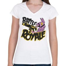 PRINTFASHION Fortnite Battle Royal Llama - Női V-nyakú póló - Fehér