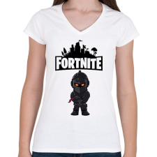 PRINTFASHION Fortnite Dark knight - Női V-nyakú póló - Fehér női póló